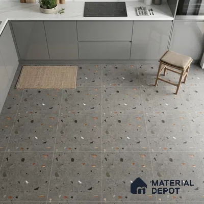Terrazzo Wall & Floor Tile TL 08214 B Celeste Grafito 2 ft x 2 ft Vitrified Matte Finish - 9 mm