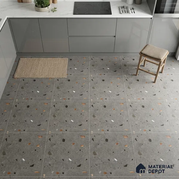 Terrazzo Wall & Floor Tile TL 08214 B Celeste Grafito 2 ft x 2 ft Vitrified Matte Finish - 9 mm