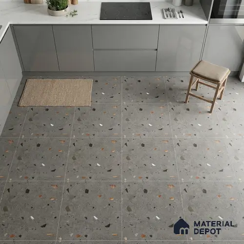 Terrazzo Wall & Floor Tile TL 08214 B Celeste Grafito 2 ft x 2 ft Vitrified Matte Finish - 9 mm