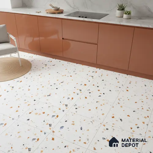 Terrazzo Wall & Floor Tile TL 08214 C Celeste Milk 2 ft x 2 ft Vitrified Matte Finish - 9 mm