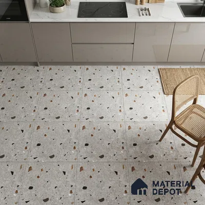 Terrazzo Wall & Floor Tile TL 08214 Celeste Gris 2 ft x 2 ft Vitrified Matte Finish - 9 mm