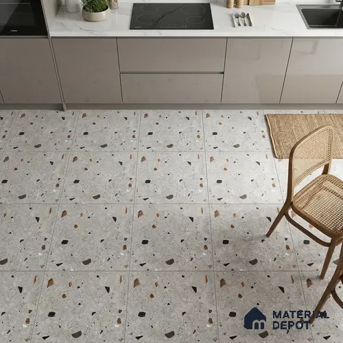 Terrazzo Wall & Floor Tile TL 08214 Celeste Gris 2 ft x 2 ft Vitrified Matte Finish - 9 mm