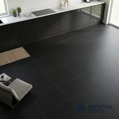 Plain Look Wall & Floor Tile TL 08220 Crystal Black 2 ft x 2 ft Vitrified Matte Finish - 9 mm