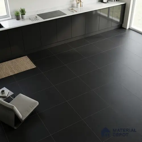 Plain Look Wall & Floor Tile TL 08220 Crystal Black 2 ft x 2 ft Vitrified Matte Finish - 9 mm