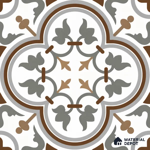 Moroccan Look Wall & Floor Tile TL 08222 Classic French 2 ft x 2 ft Vitrified Matte Finish - 9 mm | Suitable For Kitchen, Foyer, Dining Area | Please Expect a Slight Variation of Pattern