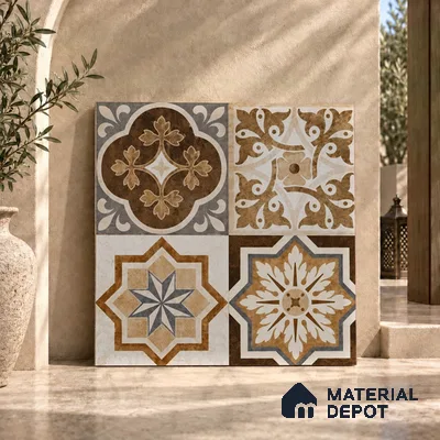Moroccan Look Wall & Floor Tile TL 08223 Acer 2 ft x 2 ft Vitrified Matte Finish - 9 mm | Suitable For Kitchen Backsplash, Balcony, Dining Area | Please Expect a Slight Variation of Pattern