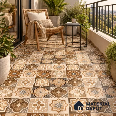 Moroccan Look Wall & Floor Tile TL 08223 Acer 2 ft x 2 ft Vitrified Matte Finish - 9 mm | Suitable For Kitchen Backsplash, Balcony, Dining Area | Please Expect a Slight Variation of Pattern