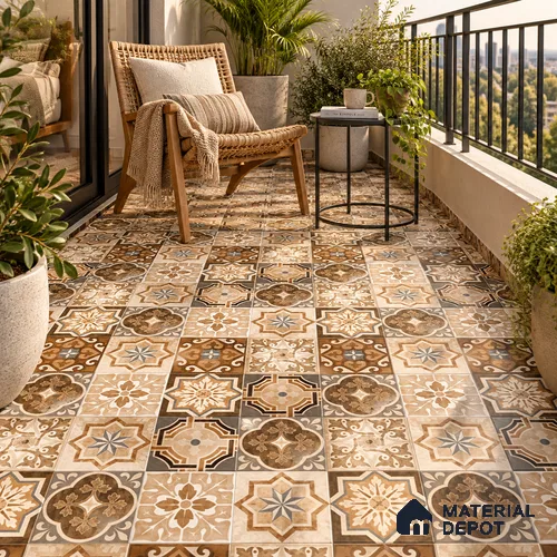 Moroccan Look Wall & Floor Tile TL 08223 Acer 2 ft x 2 ft Vitrified Matte Finish - 9 mm | Suitable For Kitchen Backsplash, Balcony, Dining Area | Please Expect a Slight Variation of Pattern