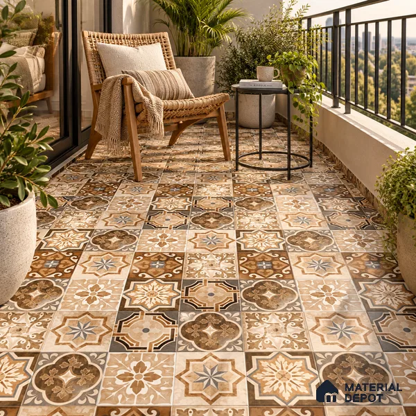 Moroccan Look Wall & Floor Tile TL 08223 Acer 2 ft x 2 ft Vitrified Matte Finish - 9 mm | Suitable For Kitchen Backsplash, Balcony, Dining Area | Please Expect a Slight Variation of Pattern
