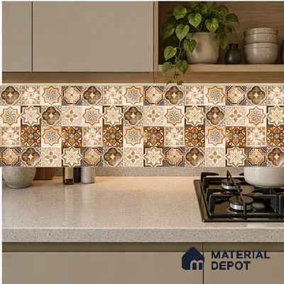 Moroccan Look Wall & Floor Tile TL 08223 Acer 2 ft x 2 ft Vitrified Matte Finish - 9 mm | Suitable For Kitchen Backsplash, Balcony, Dining Area | Please Expect a Slight Variation of Pattern