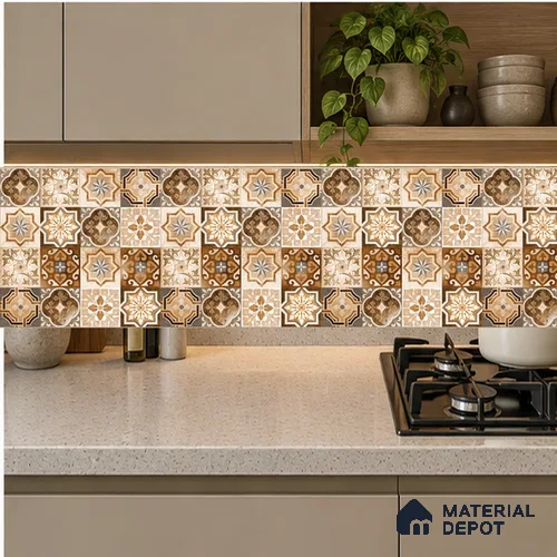 Moroccan Look Wall & Floor Tile TL 08223 Acer 2 ft x 2 ft Vitrified Matte Finish - 9 mm | Suitable For Kitchen Backsplash, Balcony, Dining Area | Please Expect a Slight Variation of Pattern