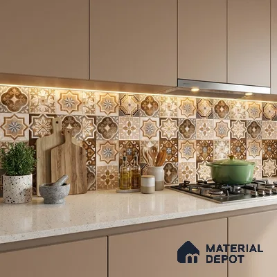 Moroccan Look Wall & Floor Tile TL 08223 Acer 2 ft x 2 ft Vitrified Matte Finish - 9 mm | Suitable For Kitchen Backsplash, Balcony, Dining Area | Please Expect a Slight Variation of Pattern