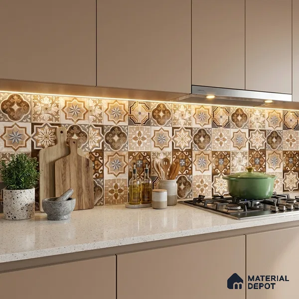 Moroccan Look Wall & Floor Tile TL 08223 Acer 2 ft x 2 ft Vitrified Matte Finish - 9 mm | Suitable For Kitchen Backsplash, Balcony, Dining Area | Please Expect a Slight Variation of Pattern