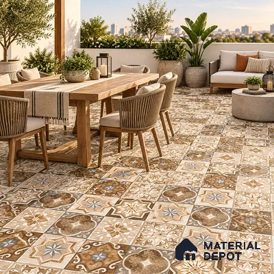 Moroccan Look Wall & Floor Tile TL 08223 Acer 2 ft x 2 ft Vitrified Matte Finish - 9 mm | Suitable For Kitchen Backsplash, Balcony, Dining Area | Please Expect a Slight Variation of Pattern