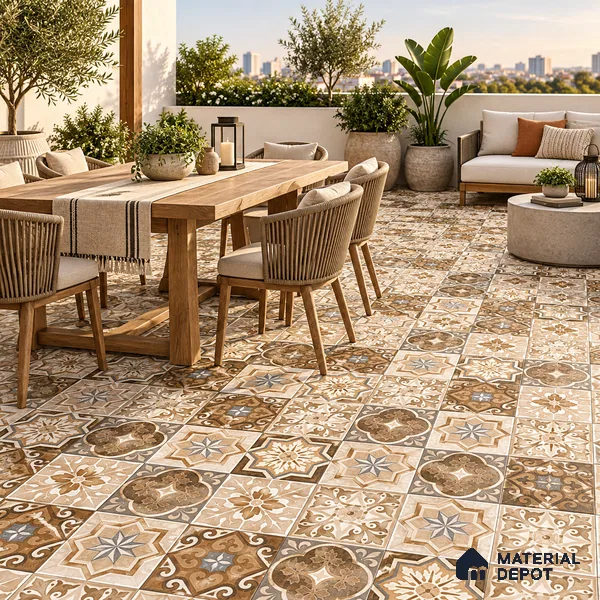 Moroccan Look Wall & Floor Tile TL 08223 Acer 2 ft x 2 ft Vitrified Matte Finish - 9 mm | Suitable For Kitchen Backsplash, Balcony, Dining Area | Please Expect a Slight Variation of Pattern
