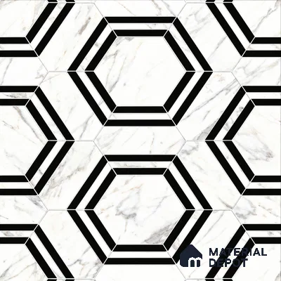 Moroccan Look Wall & Floor Tile TL 08224 Hexa White 2 ft x 2 ft Vitrified Matte Finish - 9 mm | Suitable For Kitchen Backsplash, Bathroom, Dining Area | Please Expect a Slight Variation of Pattern