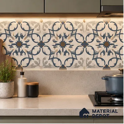 Moroccan Look Wall & Floor Tile TL 08225 Masai 2 ft x 2 ft Vitrified Matte Finish - 9 mm | Suitable For Kitchen Backsplash, Balcony, Dining Area | Please Expect a Slight Variation of Pattern