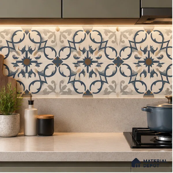 Moroccan Look Wall & Floor Tile TL 08225 Masai 2 ft x 2 ft Vitrified Matte Finish - 9 mm | Suitable For Kitchen Backsplash, Balcony, Dining Area | Please Expect a Slight Variation of Pattern