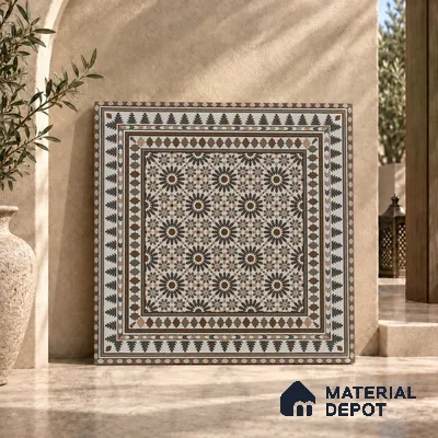 Moroccan Look Wall & Floor Tile TL 08227 Myra 2 ft x 2 ft Vitrified Matte Finish - 9 mm | Suitable For Kitchen, Bedroom, Dining Area | Please Expect a Slight Variation of Pattern