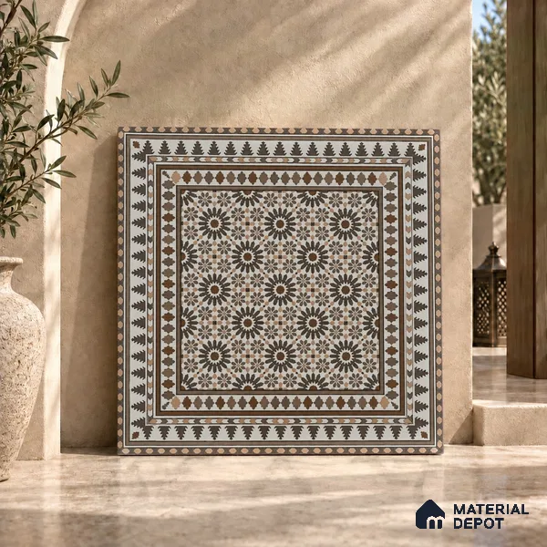 Moroccan Look Wall & Floor Tile TL 08227 Myra 2 ft x 2 ft Vitrified Matte Finish - 9 mm | Suitable For Kitchen, Bedroom, Dining Area | Please Expect a Slight Variation of Pattern