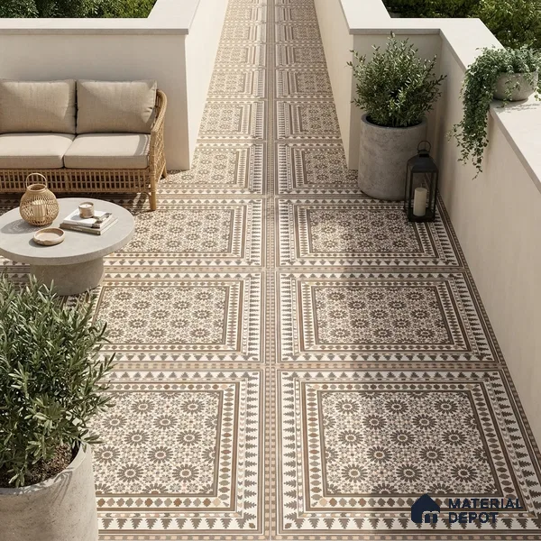Moroccan Look Wall & Floor Tile TL 08227 Myra 2 ft x 2 ft Vitrified Matte Finish - 9 mm | Suitable For Kitchen, Bedroom, Dining Area | Please Expect a Slight Variation of Pattern