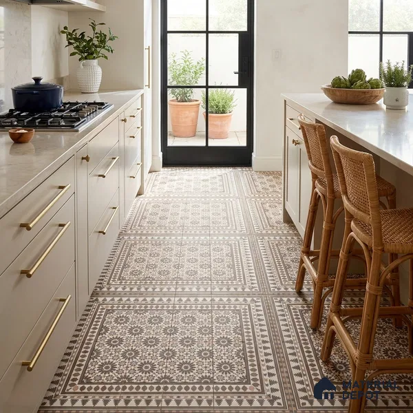 Moroccan Look Wall & Floor Tile TL 08227 Myra 2 ft x 2 ft Vitrified Matte Finish - 9 mm | Suitable For Kitchen, Bedroom, Dining Area | Please Expect a Slight Variation of Pattern