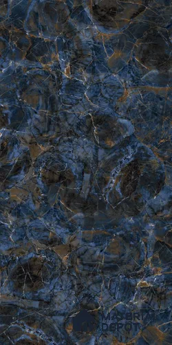 Marble Look Floor & Wall Tile TL 08240 Electra Blue 4 ft x 2 ft High Gloss Finish Vitrified Tile - 9 mm | Suitable for Living Room, Bedroom & Bathroom