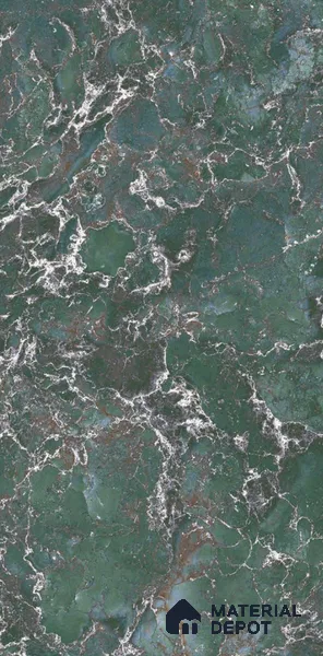 Marble Verde Wall & Floor Tile TL 08241 Forest Green 4 ft x 2 ft High Gloss Finish Vitrified Tile - 9 mm | 3 Random Designs | Suitable For Living Room, Bedroom, Dining
