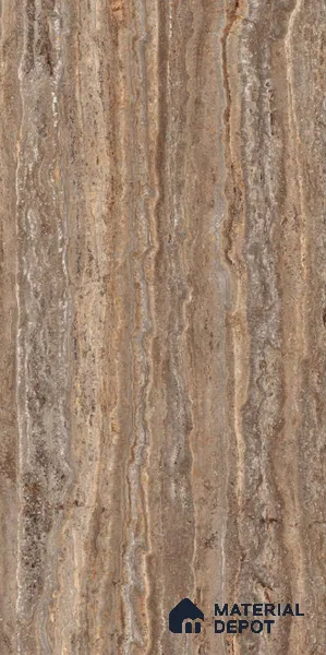 Stone Floor & Wall Tile TL 08254 Travertine Bruno 4 ft x 2 ft Carving Matte Finish Vitrified Tile - 9 mm | Suitable for Living Room, Bedroom & Bathroom