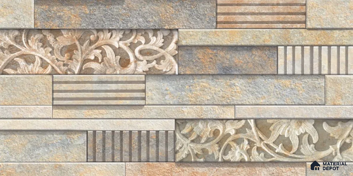 Stacked Stone Tile TL 08306 B Extent 06 2 ft x 1 ft Ceramic Matte Finish - 10 mm