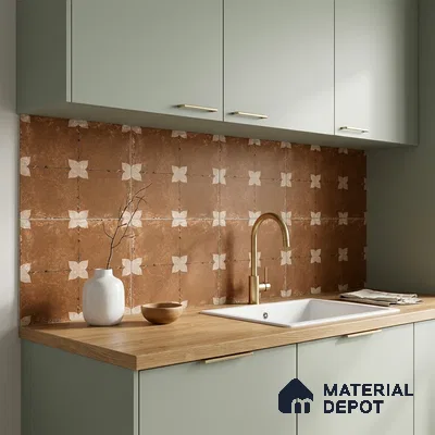 Moroccan Floor & Wall Athangudi Tile TL 08314 B Astria Terra 1 ft x 1 ft Matte Finish Vitrified Tile - 9 mm | Suitable for Bathroom, Kitchen, Balcony | Please Expect a Slight Variation of Pattern