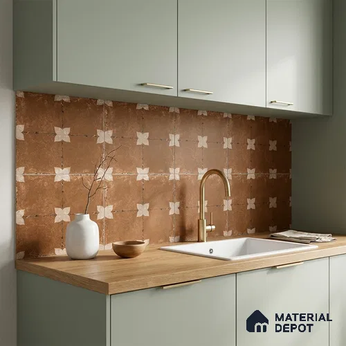 Moroccan Floor & Wall Athangudi Tile TL 08314 B Astria Terra 1 ft x 1 ft Matte Finish Vitrified Tile - 9 mm | Suitable for Bathroom, Kitchen, Balcony | Please Expect a Slight Variation of Pattern