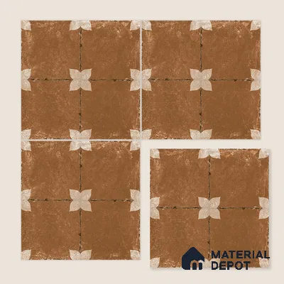 Moroccan Floor & Wall Athangudi Tile TL 08314 B Astria Terra 1 ft x 1 ft Matte Finish Vitrified Tile - 9 mm | Suitable for Bathroom, Kitchen, Balcony | Please Expect a Slight Variation of Pattern