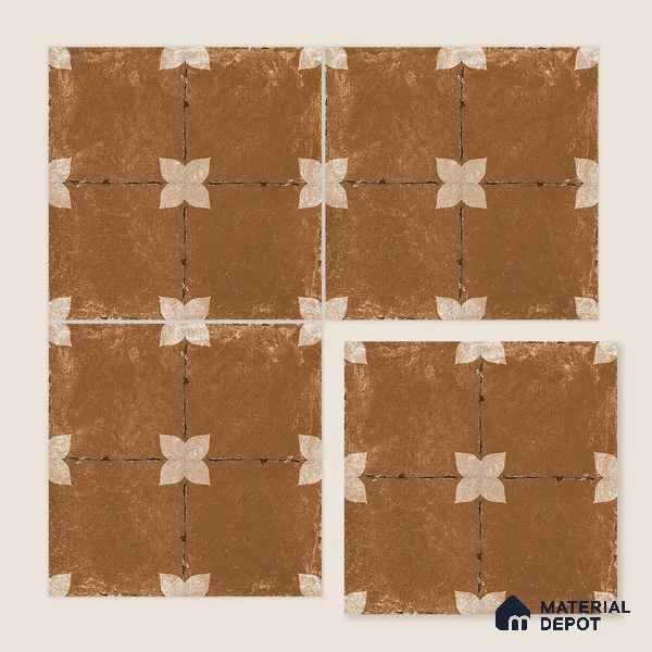 Moroccan Floor & Wall Athangudi Tile TL 08314 B Astria Terra 1 ft x 1 ft Matte Finish Vitrified Tile - 9 mm | Suitable for Bathroom, Kitchen, Balcony | Please Expect a Slight Variation of Pattern
