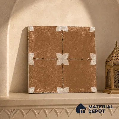 Moroccan Floor & Wall Athangudi Tile TL 08314 B Astria Terra 1 ft x 1 ft Matte Finish Vitrified Tile - 9 mm | Suitable for Bathroom, Kitchen, Balcony | Please Expect a Slight Variation of Pattern