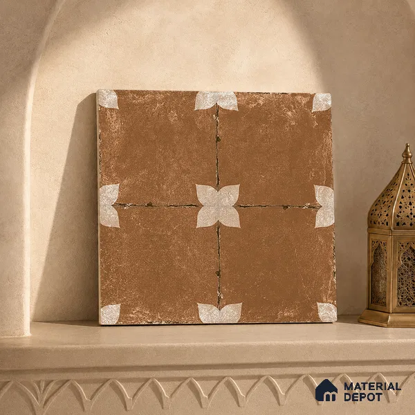 Moroccan Floor & Wall Athangudi Tile TL 08314 B Astria Terra 1 ft x 1 ft Matte Finish Vitrified Tile - 9 mm | Suitable for Bathroom, Kitchen, Balcony | Please Expect a Slight Variation of Pattern