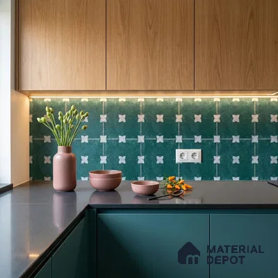 Moroccan Floor & Wall Athangudi Tile TL 08314 C Astria Verde 1 ft x 1 ft Matte Finish Vitrified Tile - 9 mm | Suitable for Bathroom, Kitchen, Balcony | Please Expect a Slight Variation of Pattern