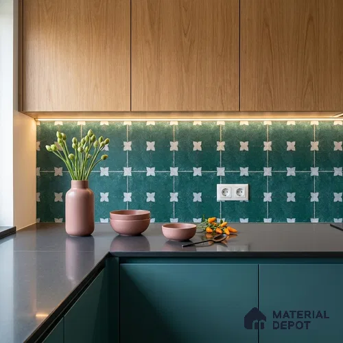 Moroccan Floor & Wall Athangudi Tile TL 08314 C Astria Verde 1 ft x 1 ft Matte Finish Vitrified Tile - 9 mm | Suitable for Bathroom, Kitchen, Balcony | Please Expect a Slight Variation of Pattern