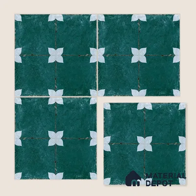 Moroccan Floor & Wall Athangudi Tile TL 08314 C Astria Verde 1 ft x 1 ft Matte Finish Vitrified Tile - 9 mm | Suitable for Bathroom, Kitchen, Balcony | Please Expect a Slight Variation of Pattern