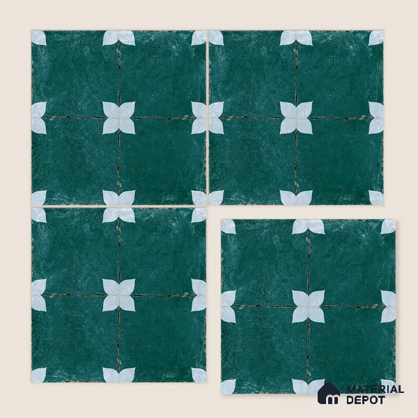 Moroccan Floor & Wall Athangudi Tile TL 08314 C Astria Verde 1 ft x 1 ft Matte Finish Vitrified Tile - 9 mm | Suitable for Bathroom, Kitchen, Balcony | Please Expect a Slight Variation of Pattern