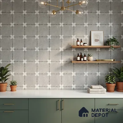 Moroccan Floor & Wall Athangudi Tile TL 08314 D Astria Gris 1 ft x 1 ft Matte Finish Vitrified Tile - 9 mm | Suitable for Bathroom, Kitchen, Balcony | Please Expect a Slight Variation of Pattern