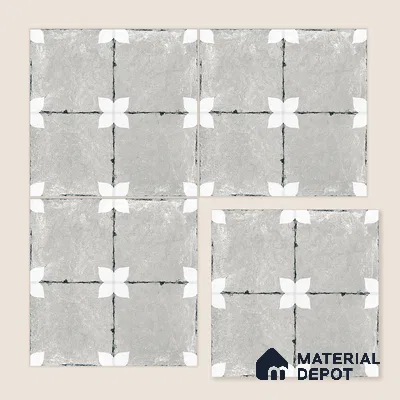 Moroccan Floor & Wall Athangudi Tile TL 08314 D Astria Gris 1 ft x 1 ft Matte Finish Vitrified Tile - 9 mm | Suitable for Bathroom, Kitchen, Balcony | Please Expect a Slight Variation of Pattern