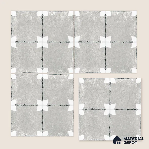 Moroccan Floor & Wall Athangudi Tile TL 08314 D Astria Gris 1 ft x 1 ft Matte Finish Vitrified Tile - 9 mm | Suitable for Bathroom, Kitchen, Balcony | Please Expect a Slight Variation of Pattern