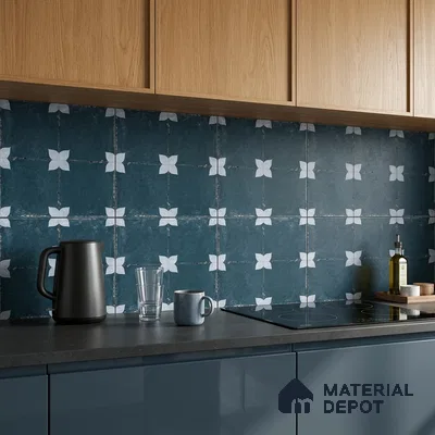 Moroccan Floor & Wall Athangudi Tile TL 08314 Astria Azul 1 ft x 1 ft Matte Finish Vitrified Tile - 9 mm | Suitable for Bathroom, Kitchen, Balcony | Please Expect a Slight Variation of Pattern
