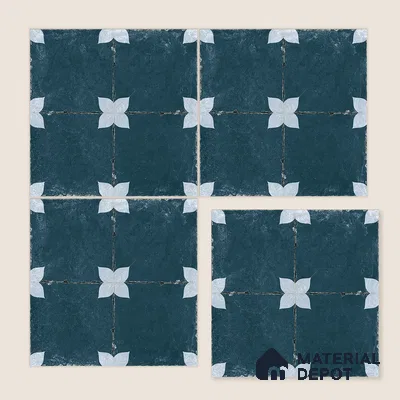 Moroccan Floor & Wall Athangudi Tile TL 08314 Astria Azul 1 ft x 1 ft Matte Finish Vitrified Tile - 9 mm | Suitable for Bathroom, Kitchen, Balcony | Please Expect a Slight Variation of Pattern