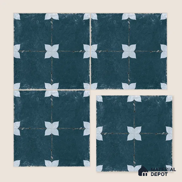 Moroccan Floor & Wall Athangudi Tile TL 08314 Astria Azul 1 ft x 1 ft Matte Finish Vitrified Tile - 9 mm | Suitable for Bathroom, Kitchen, Balcony | Please Expect a Slight Variation of Pattern