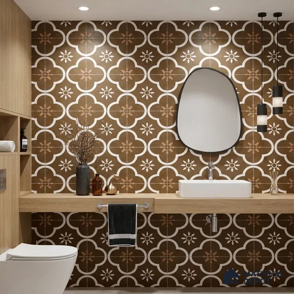Moroccan Floor & Wall Tile TL 08315 B Omega Terra 1 ft x 1 ft Matte Finish Vitrified Tile - 9 mm | Suitable for Bathroom, Kitchen, Balcony | Please Expect a Slight Variation of Pattern