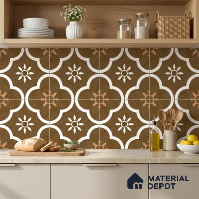 Moroccan Floor & Wall Tile TL 08315 B Omega Terra 1 ft x 1 ft Matte Finish Vitrified Tile - 9 mm | Suitable for Bathroom, Kitchen, Balcony | Please Expect a Slight Variation of Pattern