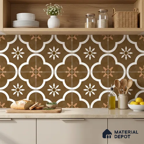 Moroccan Floor & Wall Tile TL 08315 B Omega Terra 1 ft x 1 ft Matte Finish Vitrified Tile - 9 mm | Suitable for Bathroom, Kitchen, Balcony | Please Expect a Slight Variation of Pattern