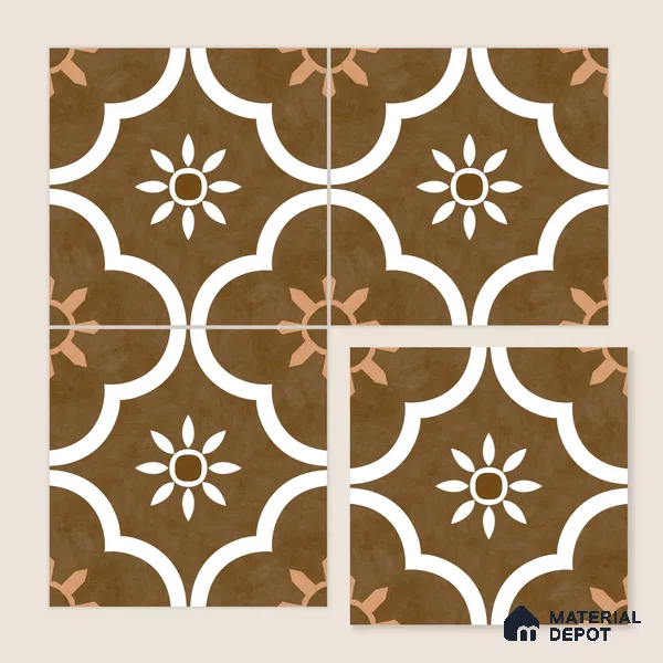 Moroccan Floor & Wall Tile TL 08315 B Omega Terra 1 ft x 1 ft Matte Finish Vitrified Tile - 9 mm | Suitable for Bathroom, Kitchen, Balcony | Please Expect a Slight Variation of Pattern